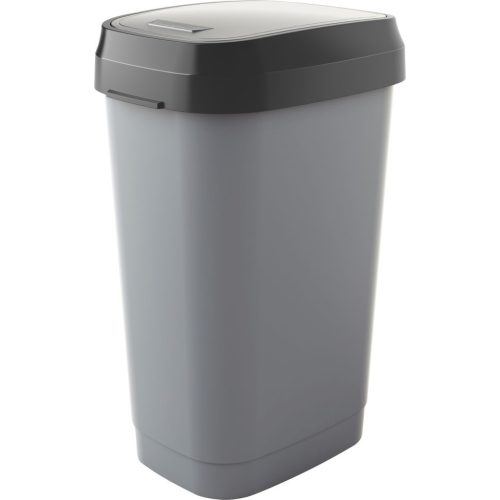 Szemeteskuka, KIS Dual Swing L, 50 l, szürke, 42 x 30,5 x 61 cm, műanyag, levehető csuklós fedél