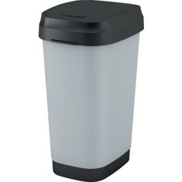   Szemeteskuka, KIS Dual Swing Style L Steel, 50 l, szürke, 42 x 30,5 x 60 cm, levehető csuklós fedél