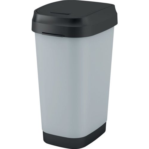 Szemeteskuka, KIS Dual Swing Style L Steel, 50 l, szürke, 42 x 30,5 x 60 cm, levehető csuklós fedél