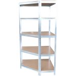 Strend Pro 5 polcos fém/MDF sarok műhelypolc, 180 x 90 x 40 cm, teherbírás: 150 kg/polc