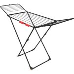 Vileda Universal Ultimate ruhaszárító, 18 méter szárítási terület, fekete, X-alakú vázzal, kinyitható szárnyakkal, összecsukható kialakítással