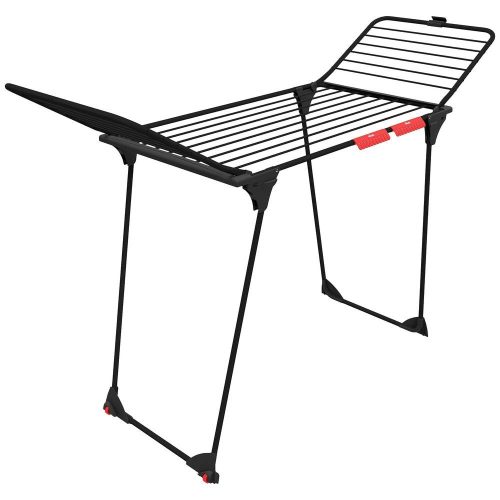 Vileda King Ultimate ruhaszárító, 20 méter szárítási terület, fekete, extra vastag huzalokkal, stabil acél-alumínium vázzal, dőlésálló kialakítással