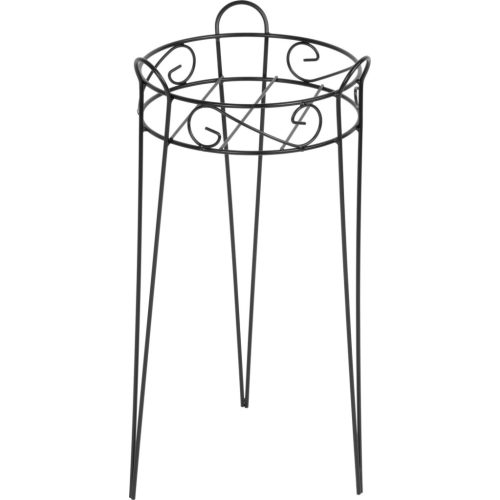 Virágtartó állvány, Strend Pro Garden, fekete, átmérő: 27 cm, magasság: 53 cm, acél, kerek