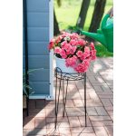 Virágtartó állvány, Strend Pro Garden, fekete, átmérő: 27 cm, magasság: 53 cm, acél, kerek