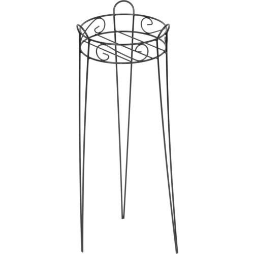 Virágtartó állvány, Strend Pro Garden, fekete, átmérő: 27 cm, magasság: 73 cm, acél, kerek