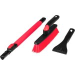 Jégkaparó seprűvel, Strend Pro, piros-fekete, 2 az 1-ben, 91–130 cm, teleszkópos nyél, hosszabbítható, robusztus, széles seprűfej