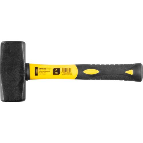 Lakatoskalapács, Strend Pro HS0524, sárga/fekete, 2000 g, üvegszálas nyél, acél fej, DIN 6475, lapos/lapos
