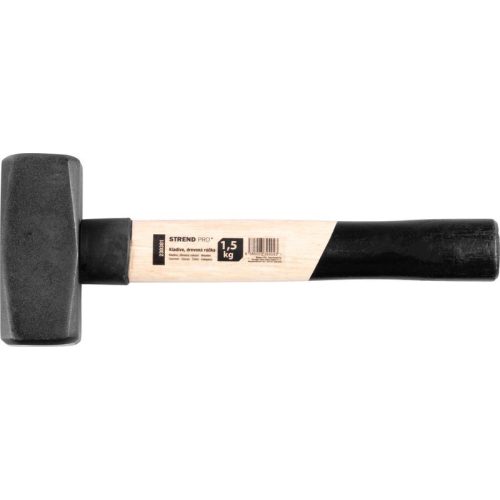 Lakatoskalapács, Strend Pro HS0301, fekete, 1500 g, fa nyél, acél fej, univerzális, DIN 6475, lapos/lapos