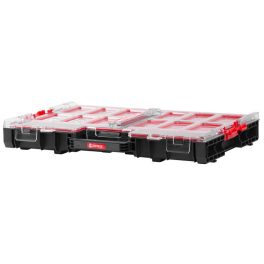   Rendszerező koffer, Qbrick Patrol System One Organizer L, 53,1 × 37,9 × 7,7 cm, fekete, 6 l, 12 rekesz, víz- és porálló tömítés, moduláris, könnyű hozzáférés, átlátszó fedél