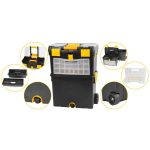 Szerszámosláda, Strend Pro TBx3042, 45 x 25 x 60 cm, fekete, kerekes, fogantyúval, átlátszó fedél, többfunkciós, 25 kg teherbírás