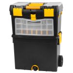 Szerszámosláda, Strend Pro TBx3042, 45 x 25 x 60 cm, fekete, kerekes, fogantyúval, átlátszó fedél, többfunkciós, 25 kg teherbírás