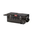 Szerszámosláda, Qbrick Patrol System One Longer Basic, 63,5 × 24,5 × 23 cm, fekete, 50 l, kerekes, 3 állítható rekesszel, kivehető rekeszek, hosszú szerszámokhoz