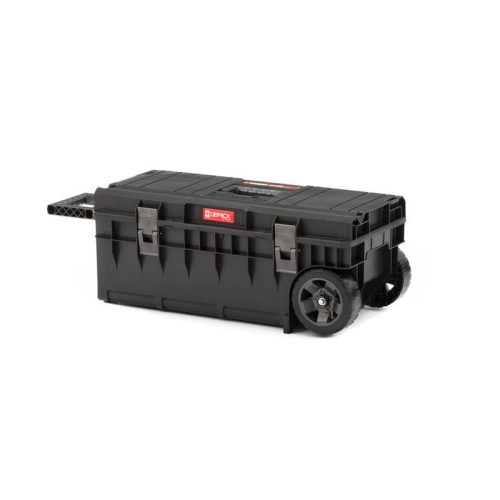 Szerszámosláda, Qbrick Patrol System One Longer Basic, 63,5 × 24,5 × 23 cm, fekete, 50 l, kerekes, 3 állítható rekesszel, kivehető rekeszek, hosszú szerszámokhoz