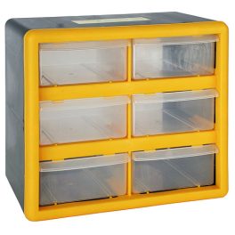   Rendszerező polc, Strend Pro SBx3045-A, 26,5 x 16 x 23,5 cm, sárga, falra szerelhető, 6 tárolóhely, PVC, 12 kg teherbírás