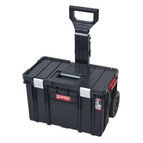 Szerszámosláda, Qbrick Patrol System Two Cart Plus Vario, 53 × 38,5 × 69 cm, fekete, 38 l, teleszkópos fogantyú, 2 állítható válaszfal