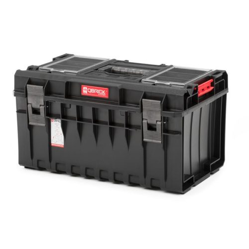 Szerszámosláda, Qbrick Patrol System One 350 Profi, 58,5 × 38,5 × 32 cm, fekete, 38 l, por- és vízálló, megerősített fedél, kivehető multi rekesz, 120 kg teherbírás