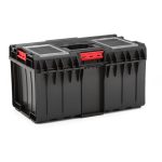 Szerszámosláda, Qbrick Patrol System One 350 Profi, 58,5 × 38,5 × 32 cm, fekete, 38 l, por- és vízálló, megerősített fedél, kivehető multi rekesz, 120 kg teherbírás
