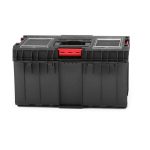 Szerszámosláda, Qbrick Patrol System One 350 Profi, 58,5 × 38,5 × 32 cm, fekete, 38 l, por- és vízálló, megerősített fedél, kivehető multi rekesz, 120 kg teherbírás