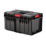 Szerszámosláda, Qbrick Patrol System One 350 Profi, 58,5 × 38,5 × 32 cm, fekete, 38 l, por- és vízálló, megerősített fedél, kivehető multi rekesz, 120 kg teherbírás