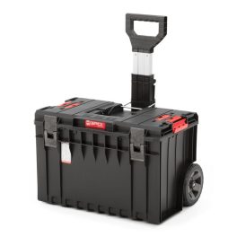   Szerszámosláda, Qbrick Patrol System One Cart Basic, 58,5 × 43,8 × 69 cm, fekete, 50 l, kerekes, teleszkópos fogantyú, por- és vízálló, moduláris, PRO kompatibilis