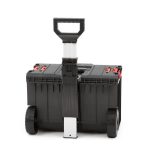 Szerszámosláda, Qbrick Patrol System One Cart Basic, 58,5 × 43,8 × 69 cm, fekete, 50 l, kerekes, teleszkópos fogantyú, por- és vízálló, moduláris, PRO kompatibilis