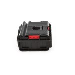 Szerszámosdoboz, Qbrick Patrol System One 200 Basic, 58,5 × 38,5 × 19 cm, fekete, 15,5 l, víz- és porálló, hermetikus zárás, cserélhető rekeszekkel, 120 kg teherbírás