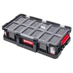 Rendszerező koffer, Qbrick Patrol System Two Organizer Flex Plus, 53 × 31 × 13 cm, fekete, 14,3 l, moduláris, polikarbonát fedél, poliamid reteszek, 12 kivehető rekesz