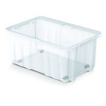 Rendszerező doboz, Prosperplast Cargo NCC24, 60 x 40 x 26 cm, átlátszó, műanyag, fedél nélküli, kerekes, könnyű