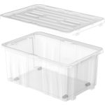 Rendszerező doboz, Prosperplast Cargo NCC24, 60 x 40 x 26 cm, átlátszó, műanyag, fedél nélküli, kerekes, könnyű