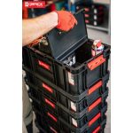 Szerszámosdoboz, Qbrick Patrol System Two Box 200 Flex, 53 × 29,5 × 19,5 cm, fekete, 26 l, két állítható válaszfal, 100 kg terhelhetőség