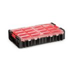 Rendszerező koffer, Qbrick Patrol System One XL, 58,2 × 38,7 × 13,1 cm, fekete, 13,5 l, 12 rekesz, rugalmas tömítéses fedél, víz- és porvédett, moduláris, Easy Access rendszer