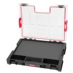 Rendszerező koffer, Qbrick Patrol System Pro Organizer 200, 45,2 × 35,8 × 7,9 cm, fekete, 6 l, habszivacs betéttel, tömített polikarbonát fedél, poliamid csatlakozók