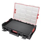 Rendszerező koffer, Qbrick Patrol System One Organizer XL, 58,2 × 38,7 × 13,1 cm, fekete, 13,5 l, többrétegű habszivacs betéttel, polikarbonát fedél, tömített, víz- és porálló