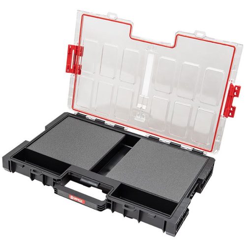 Rendszerező koffer, Qbrick Patrol System One Organizer L, 53,1 × 37,9 × 7,7 cm, fekete, 6 l, polikarbonát fedél, víz- és porálló, többrétegű habszivacs betéttel
