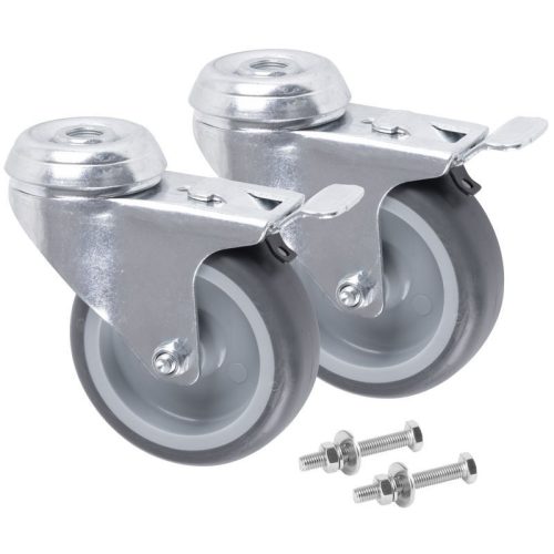 Fékes kerekek szerszámosládához, Qbrick Patrol, szürke, 2db, kiegészítő könnyű mozgatáshoz, stabil rögzítéssel