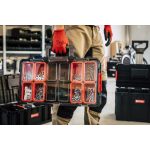 Rendszerező koffer, Qbrick Patrol System Two Organizer Plus, fekete, 9 rekesz, moduláris, polikarbonát fedél, poliamid reteszek, szilárd fogantyú