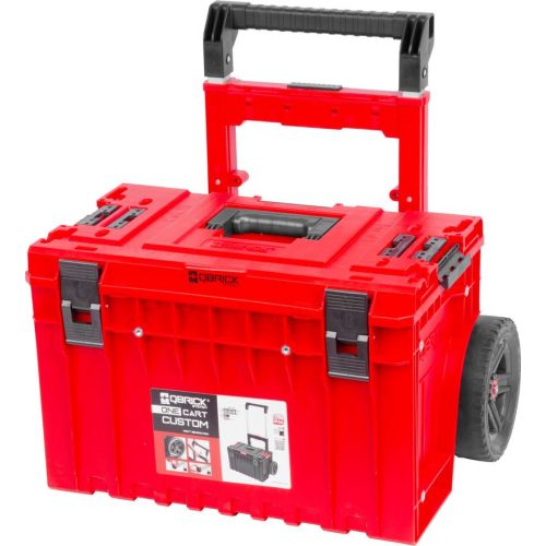 Szerszámosláda, Qbrick Patrol,System One Red Ultra HD Cart 2, piros, ütésálló, kerekes, teleszkópos alumínium fogantyú, Qbrick System Pro kompatibilis, moduláris