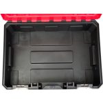 Szerszámosláda, Worcraft XCUBE100, 44,5 × 32 × 17 cm, piros/fekete, 8 l, 15 kg terhelhetőség, tartós műanyag, összecsukható fogantyú, egymásra rakható