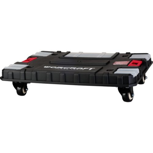 Gurulós szerszámtartó, Worcraft XCUBE200, 46,7 × 35,5 × 4 cm, fekete, kerekes, moduláris, klipszes rögzítés, több rekesszel, tartós műanyag