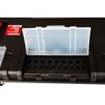 Gurulós szerszámtartó, Worcraft XCUBE200, 46,7 × 35,5 × 4 cm, fekete, kerekes, moduláris, klipszes rögzítés, több rekesszel, tartós műanyag