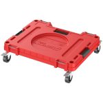 Tárolódoboz készlet, Qbrick Patrol System One Workshop Red, 58,7 × 38 × 34 cm, piros, 4 részes, moduláris, fiókos, automata zárral, fémsínes, görgős platform fékkel