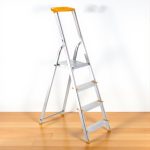 Festőlétra, ALVE Eurostyl 1944, 4 fokos, 76 cm, ezüst, alumínium, összecsukható, tárolópolcos