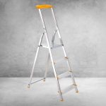 Festőlétra, ALVE Eurostyl 1944, 4 fokos, 76 cm, ezüst, alumínium, összecsukható, tárolópolcos