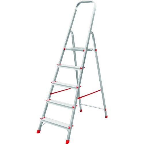 Festőlétra, ALVE Eurostyl 2915, 5 fokos, 98cm, ezüst, alumínium, összecsukható, egyoldalas