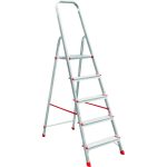 Festőlétra, ALVE Eurostyl 2915, 5 fokos, 98cm, ezüst, alumínium, összecsukható, egyoldalas