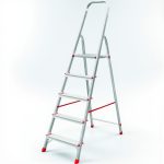 Festőlétra, ALVE Eurostyl 2915, 5 fokos, 98cm, ezüst, alumínium, összecsukható, egyoldalas