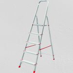 Festőlétra, ALVE Eurostyl 2915, 5 fokos, 98cm, ezüst, alumínium, összecsukható, egyoldalas