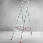 Festőlétra, ALVE Eurostyl 2915, 5 fokos, 98cm, ezüst, alumínium, összecsukható, egyoldalas