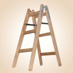 Kétrészes létra, Strend Pro Profi, 2 x 3 fokos, fa, 95 cm, 150 kg teherbírás, kétoldalas kivitel, háztartási és ipari használatra