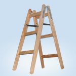 Kétrészes létra, Strend Pro Profi, 2 x 3 fokos, fa, 95 cm, 150 kg teherbírás, kétoldalas kivitel, háztartási és ipari használatra